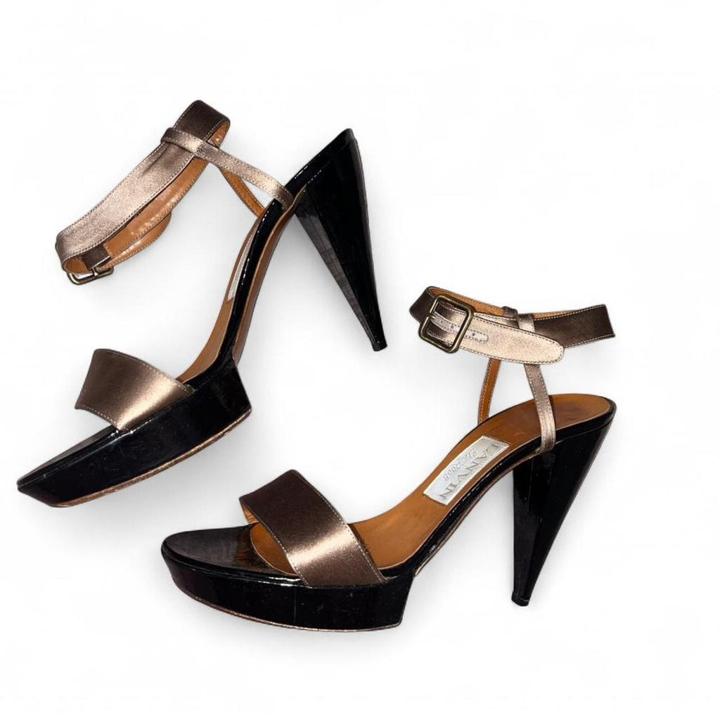 Y2K Lanvin Conical Heel Platform Leather Sandals