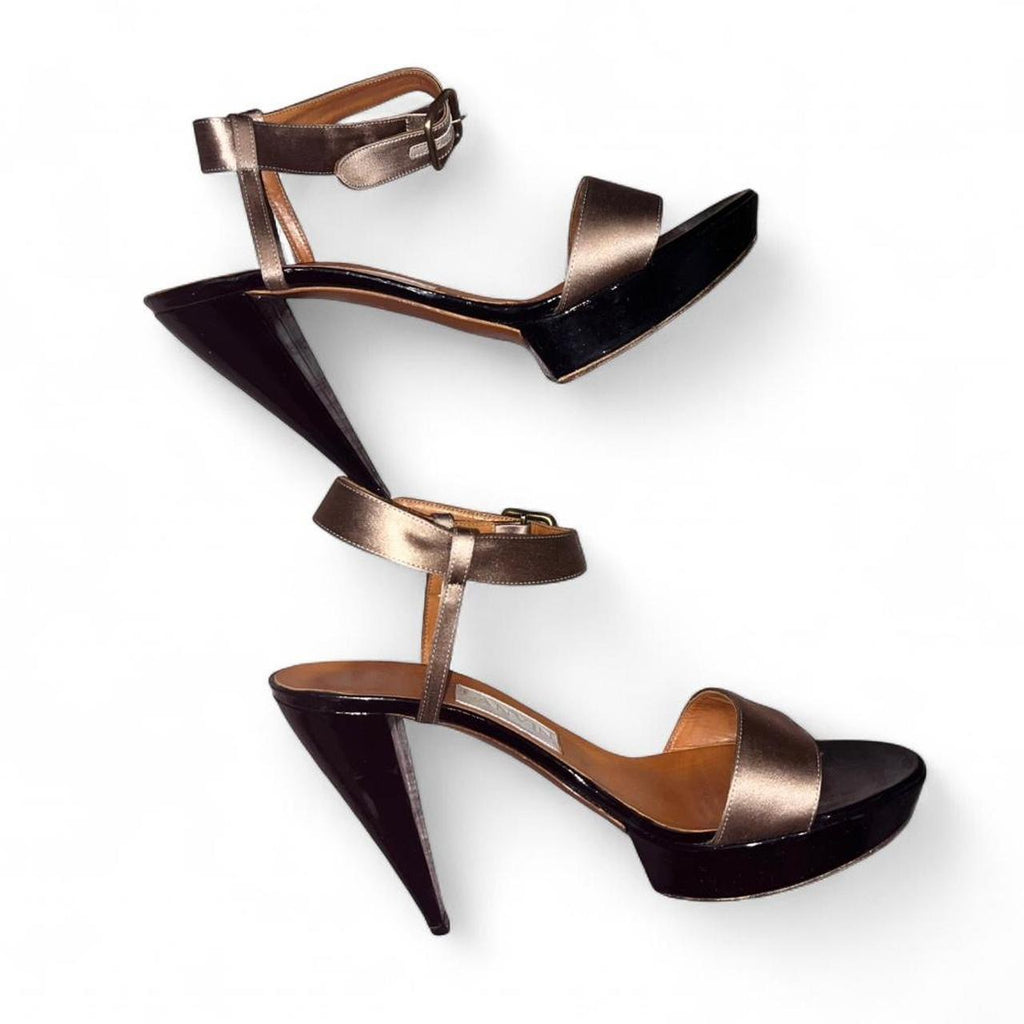 Y2K Lanvin Conical Heel Platform Leather Sandals