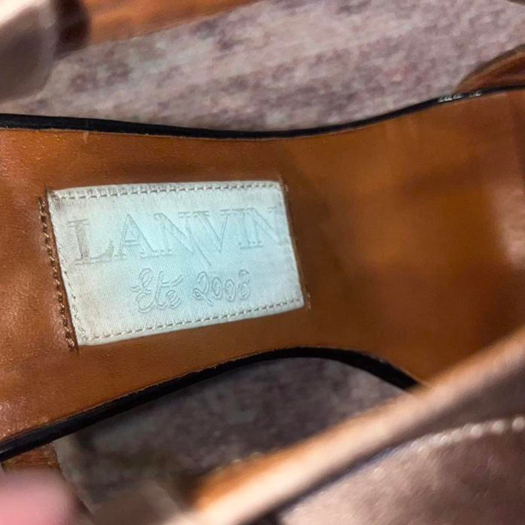 Y2K Lanvin Conical Heel Platform Leather Sandals