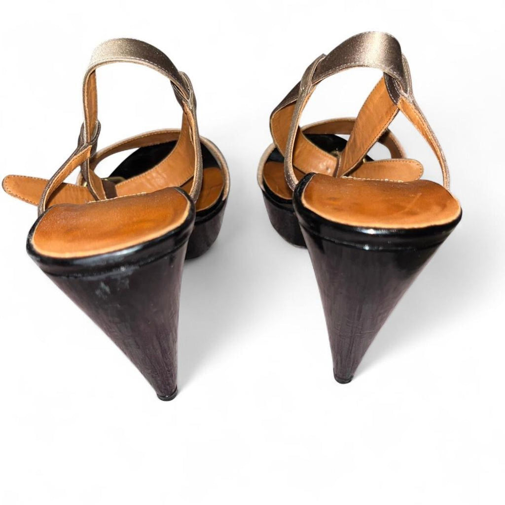 Y2K Lanvin Conical Heel Platform Leather Sandals